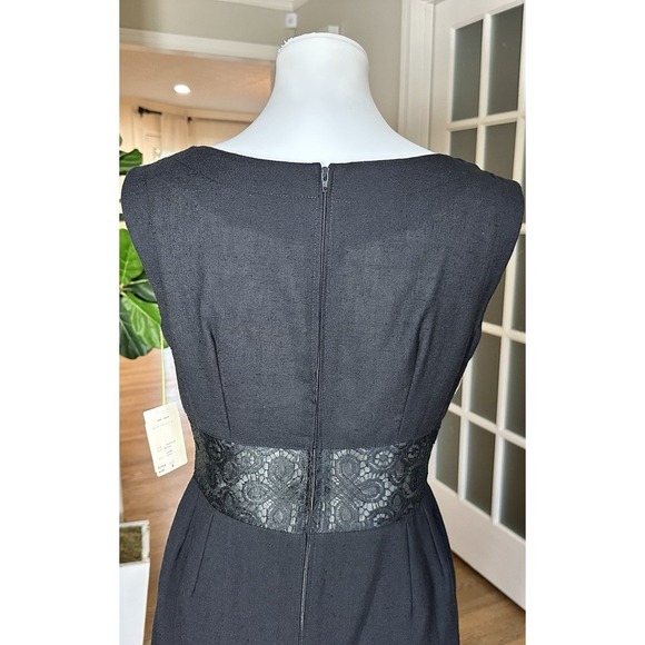 NWT Howard Wolf Black Sheath Dress Sz 8 Lace Waist Vintage Made USA Elegant - Picture 5 of 8